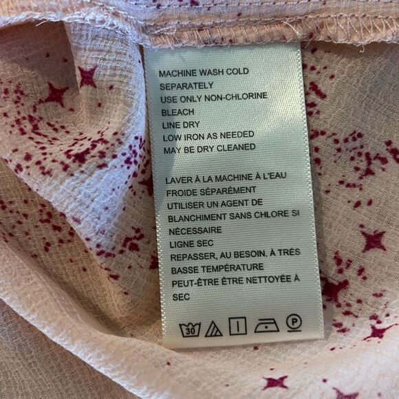 FREE PEOPLE Pink Smocked Bow Blouse XL - Picture 9 of 11